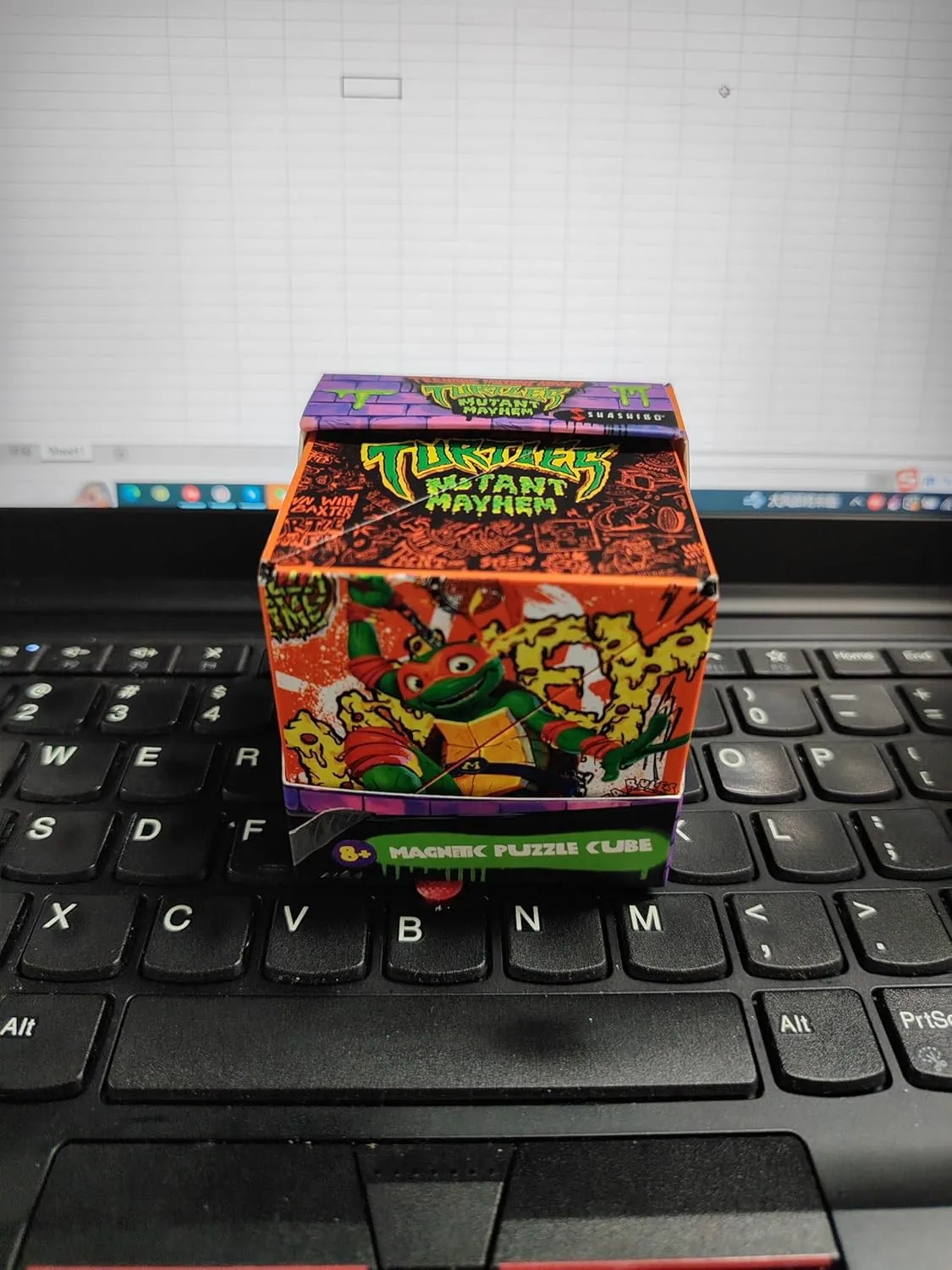 SHASHIBO Teenage Mutant Ninja Turtles Shape Shifting Box - STEM Magnetic Fidget Cube That Transforms Into Over 70 Shapes, Download Fun in Motion Toys Mobile App (Mikey)