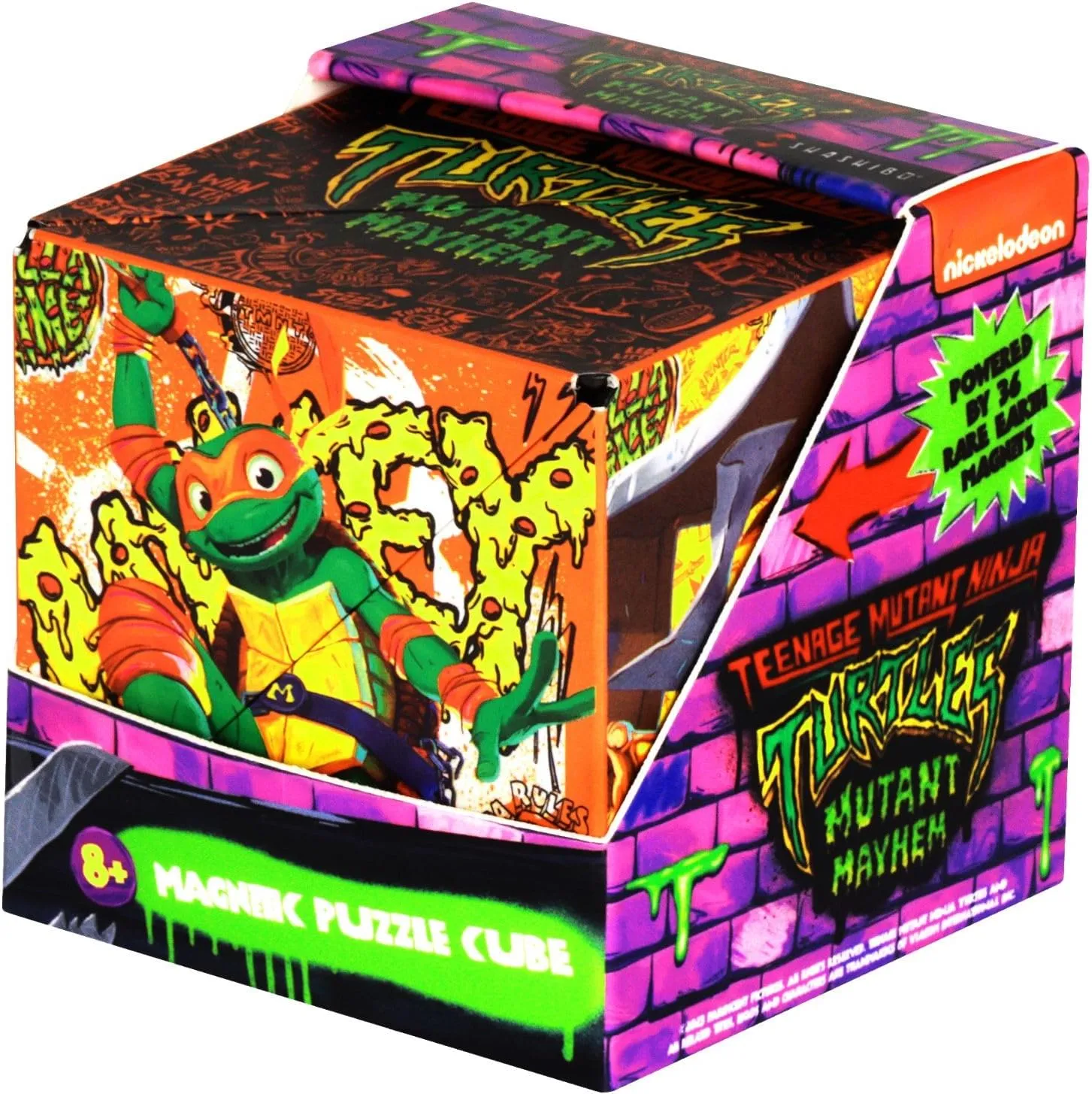 SHASHIBO Teenage Mutant Ninja Turtles Shape Shifting Box - STEM Magnetic Fidget Cube That Transforms Into Over 70 Shapes, Download Fun in Motion Toys Mobile App (Mikey)
