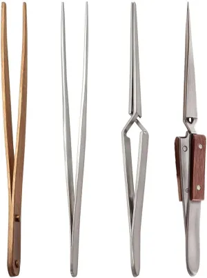 Shop LC Soldering Tweezers Set of 4 Precision Tweezers for Crafting Kit Made of Copper and Stainless Steel Durable Easy Grip Serrated Tips Birthday Gifts