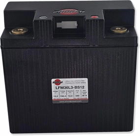 Shorai LFM Lithium-iron Battery w/BMS, LFM36L3-BS12, 12.0Ah 13.2V,158.4 WHr, "L" Type, Case 3