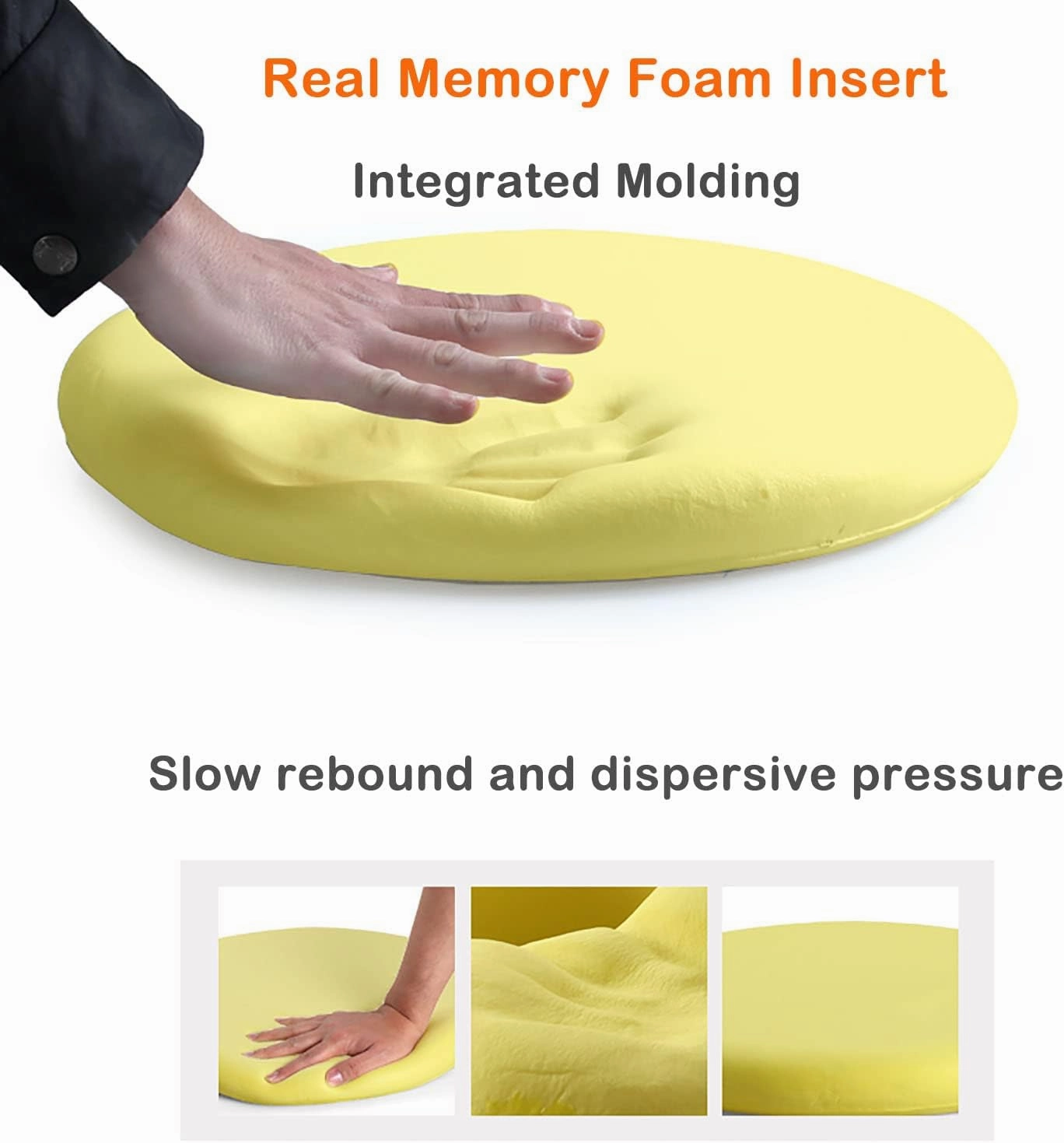 Sigmat Memory Foam Seat Cushion Anti-Slip Soft Round Stool Cushion Chair Pad 13 Inch Grey