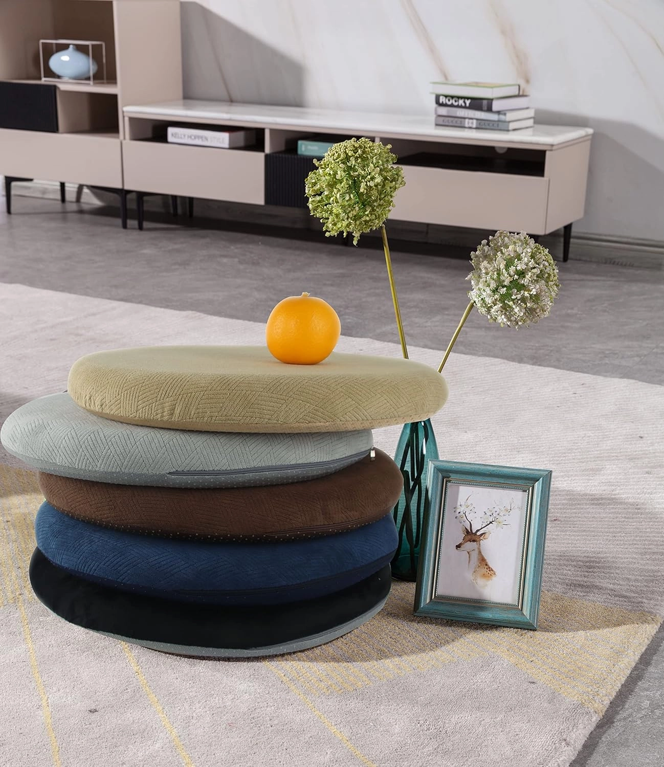 Sigmat Memory Foam Seat Cushion Anti-Slip Soft Round Stool Cushion Chair Pad 13 Inch Grey