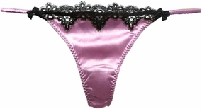 SilRiver Womens Silk Satin Thong Panties Lace G String Thong T Back Shiny Satin Underwear