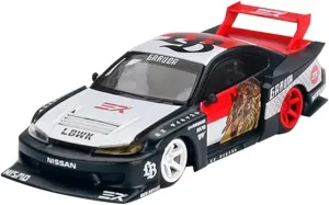 Silvia (S15) LB-Super Silhouette RHD (Right Hand Drive) Garuda White and Black with Graphics Limited Edition 1/64 Diecast Model Car by True Scale Miniatures MGT00652