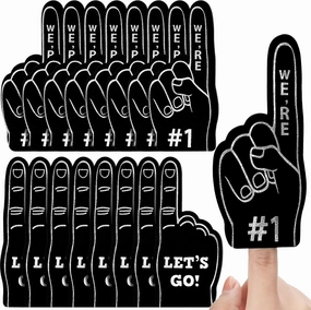 Sinmoe 24 Pcs Mini Foam Finger Baseball Fan Mini Foam Finger, We're #1 Sports Themed Party Supplies for Baseball Hockey Football Basketball Events Team Gifts(Black)