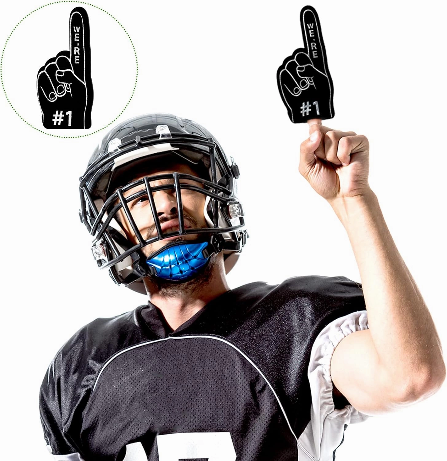 Sinmoe 24 Pcs Mini Foam Finger Baseball Fan Mini Foam Finger, We're #1 Sports Themed Party Supplies for Baseball Hockey Football Basketball Events Team Gifts(Black)