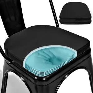 SINOSSO Kitchen Magnetic Metal Chair Cushions Set of 2, 14" Luxury Velvet Memory Foam Seat Pads for Cafe Stackable Chair (U-Shape, Black, 2)
