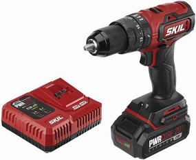 SKIL PWR CORE 20 Brushless 20V 1/2 Inch Hammer Drill Includes 2.0Ah Lithium Battery and PWR JUMP Charger - HD529402