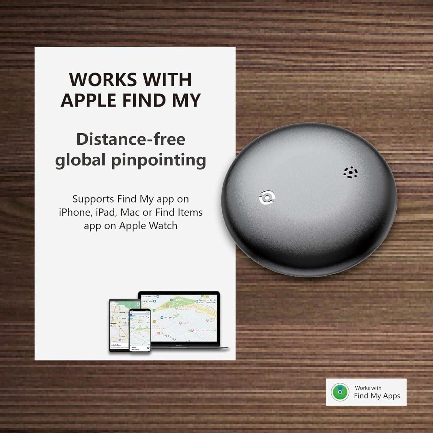Smart Tracker for iOS-Accurate Location Tracking-Waterproof & Compact Design-Long-Lasting Battery-Ideal for Keys, Luggage, and Pets (JWX-BlackF-4P, 4 Pack)