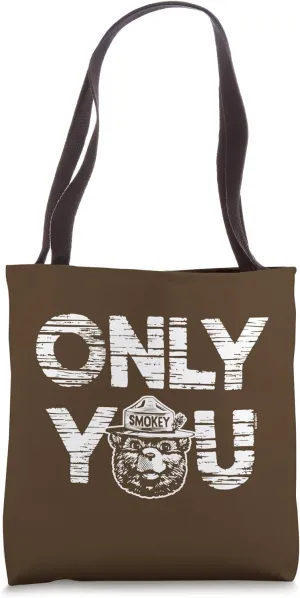Smokey Bear Only You Classic Woodgrain Style Graphic Art Tote Bag