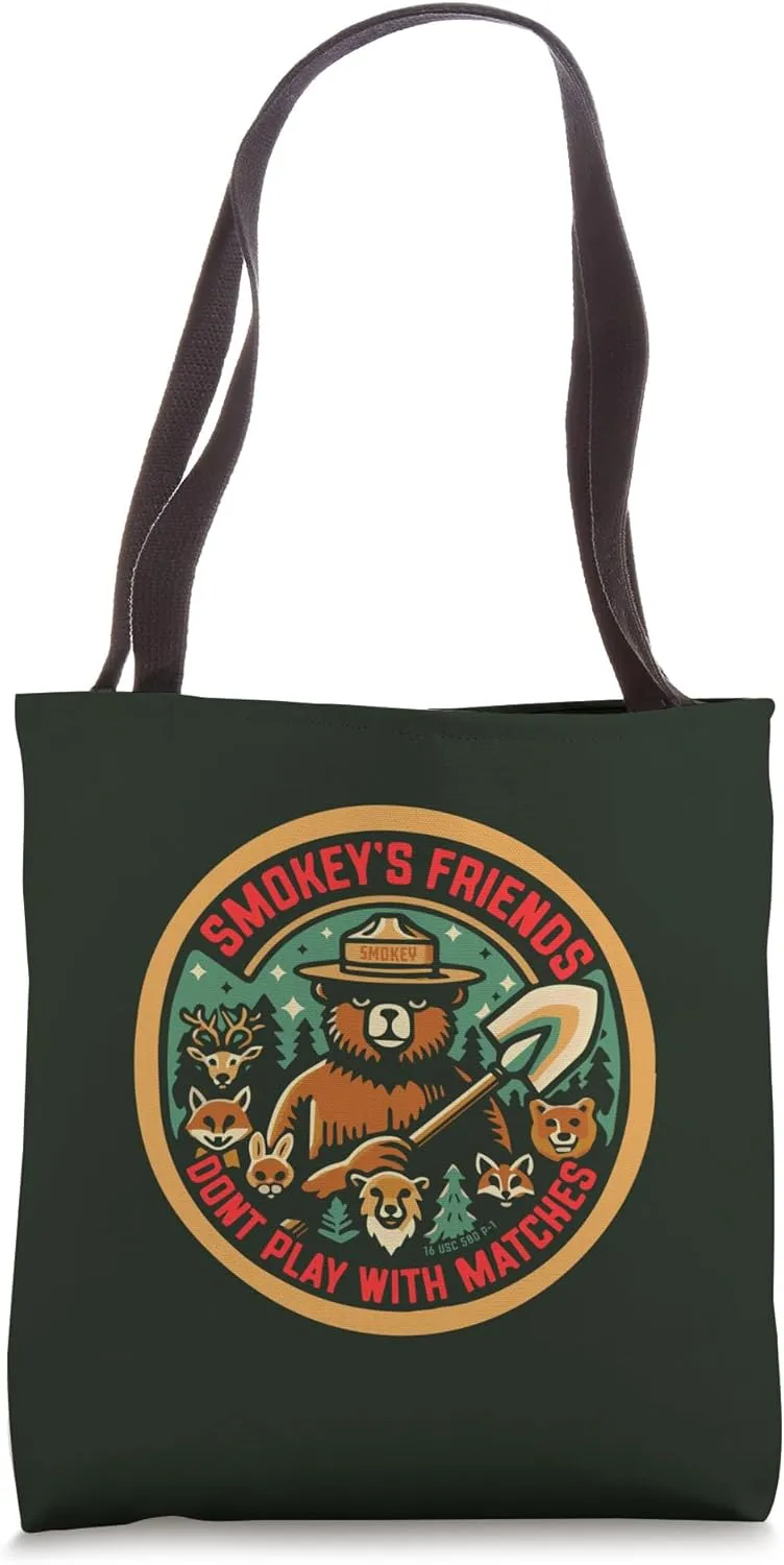 Smokey Bear's Forest Friends Don't Play With Matches Retro Tote Bag