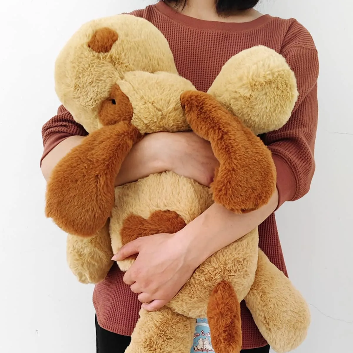 Soft Stuffed Animal Dog Plush Pillow:Yellow Large Puppy Hugging Toy Cute Huge Sleeping Plushie for Home Decor Gift for Girls Boys Kids(31.5in)