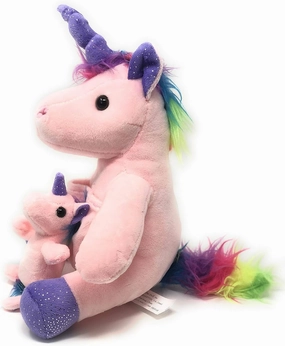 Soft Plush Unicorn With Pouch And Mini Foal, 10 1/2 Inches