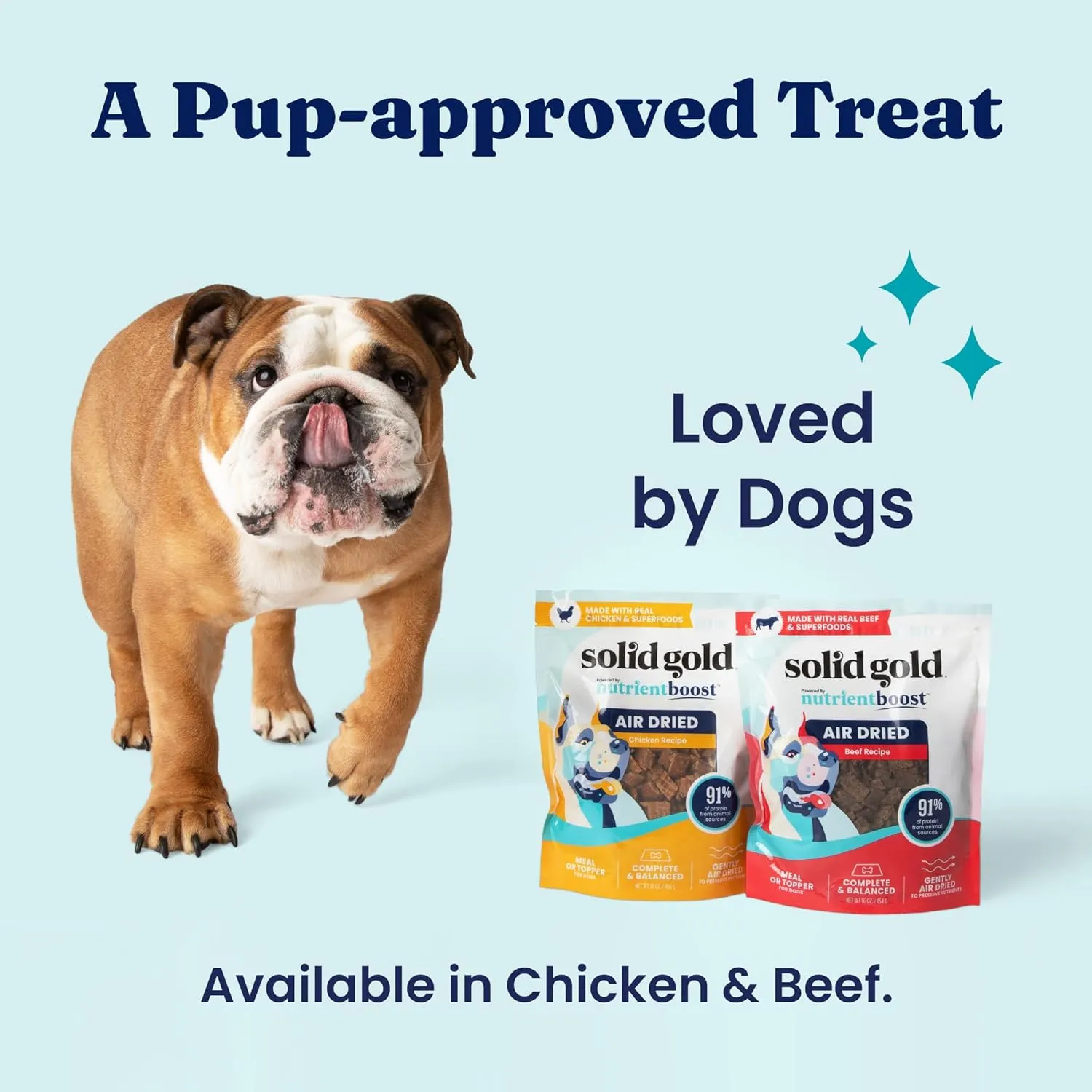 Solid Gold Air Dried Dog Food Toppers for Picky Eaters - Healthy Dog Treats Made with Real Beef to Serve as Meal Topper or Dog Treat - Supports Muscle Growth, Immunity, and Healthy Digestion - 1 LB