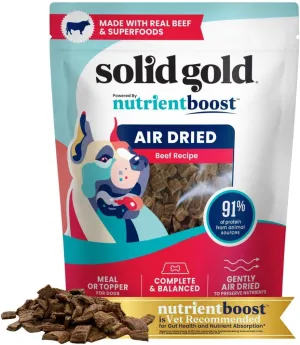 Solid Gold Air Dried Dog Food Toppers for Picky Eaters - Healthy Dog Treats Made with Real Beef to Serve as Meal Topper or Dog Treat - Supports Muscle Growth, Immunity, and Healthy Digestion - 1 LB