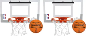 Spalding NBA Slam Jam Over-The-Door Mini Basketball Hoop (Тwo Рack, White)