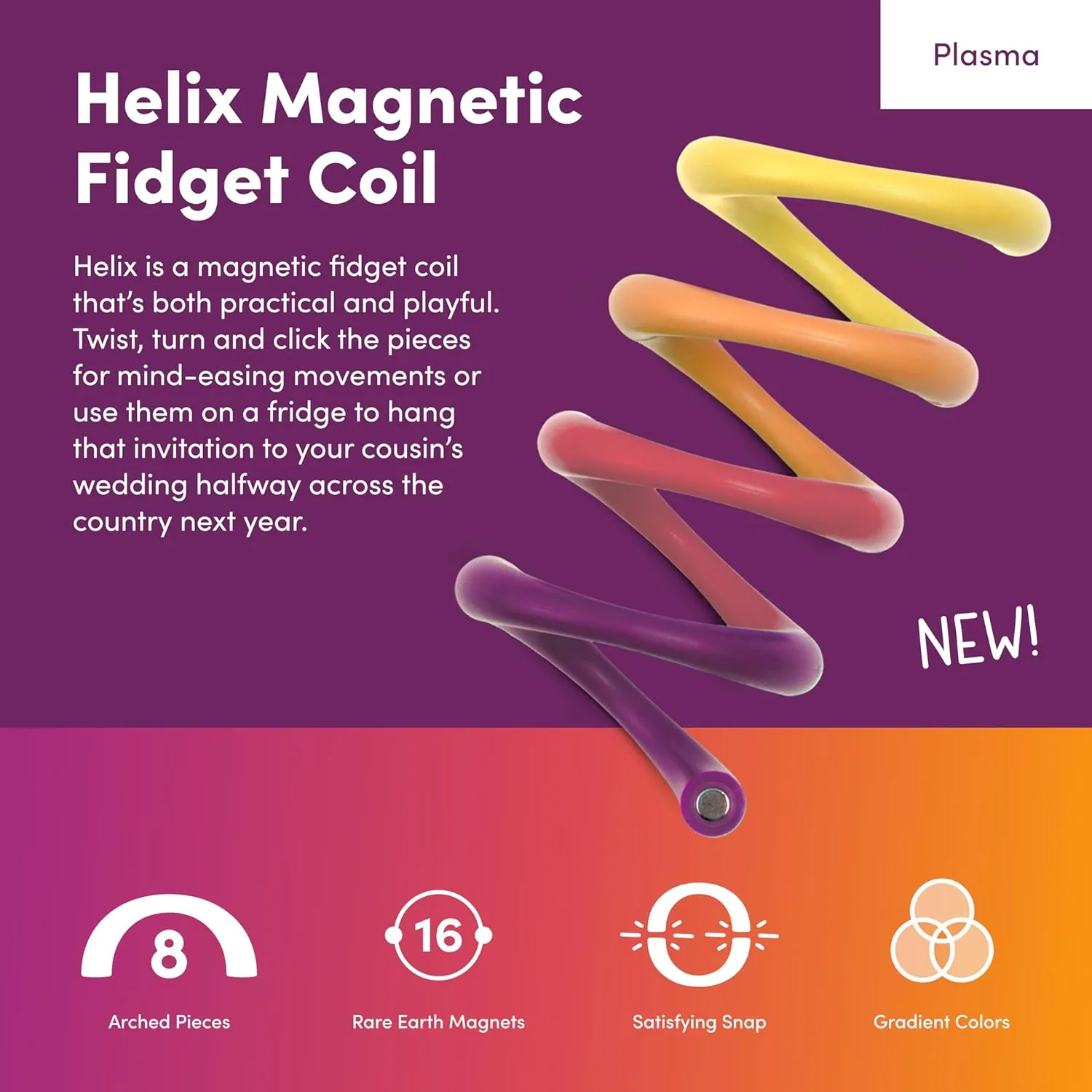 Speks Helix Magnetic Fidget Toy | Stress Relief Desk Toy for Adults & Teens 14  | Sensory Toy | Plasma