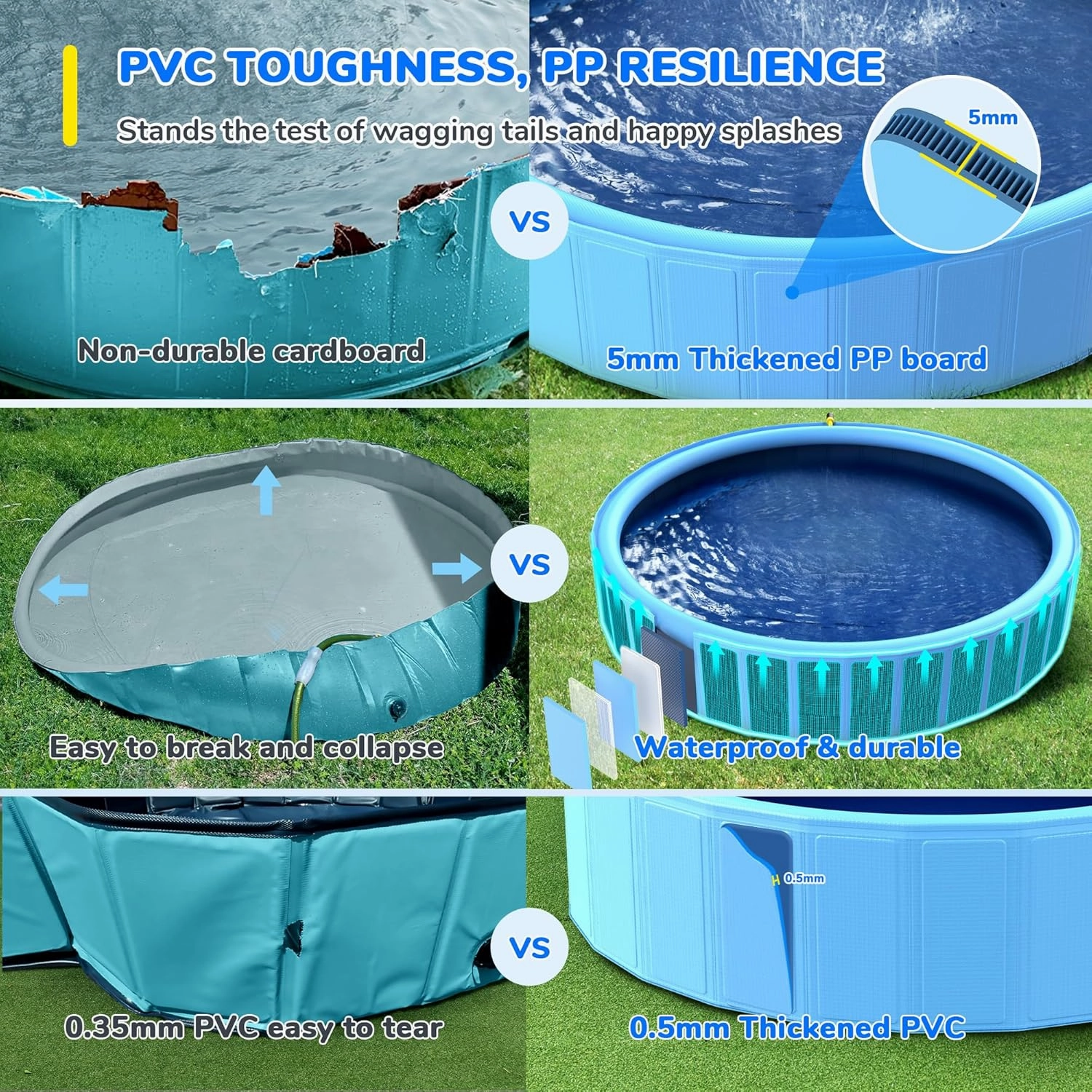 Sprinkler Pool for Kids, 97'' Non-Slip Kids Pool, Dog Swimming Pool for Kids, Heavy Duty Dogs Splash Pad Pools for Large Dogs, Hard Plastic Kiddie Pool for Backyard