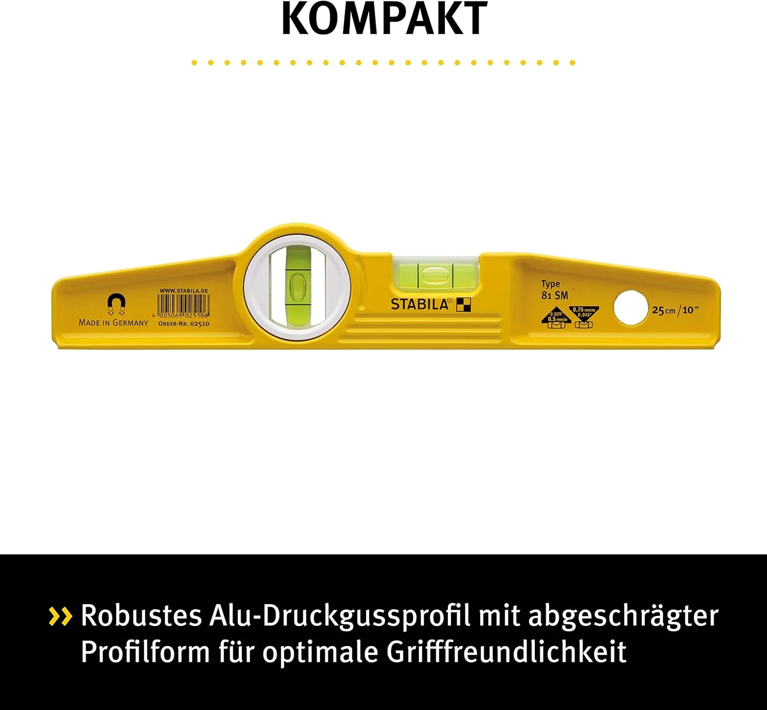 Stabila 81s-10ml Loose Magnetic Level 2510