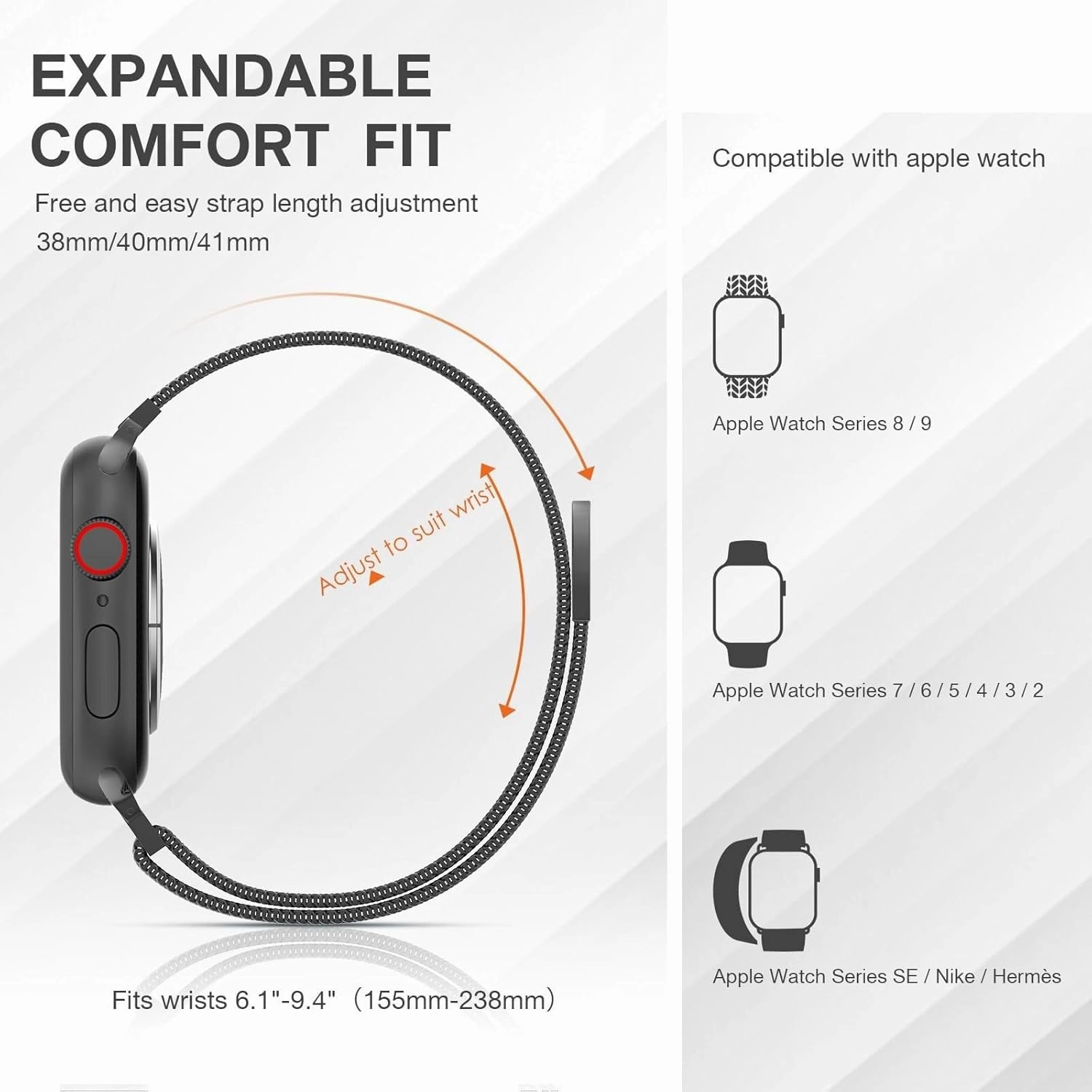 Stainless Steel Milanese Loop For Apple Watch Band 42/44/45/49/38/40/41mm Men And Women, Mesh Loop Magnetic Clasp Replacement For IWatch Bands Ultra Series 9 8 7 SE 6 5 4 3 2 1