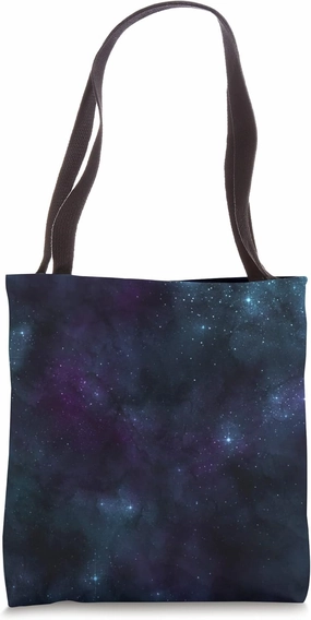 Starry Night Sky Space Galaxy Bluish Dark Artwork Tote Bag
