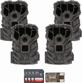Stealth Cam Browtine 14MP Trail Camera (4-Pack) Bundle with 32GB Memory Card (4-Pack) and Card Reader (9 Items)