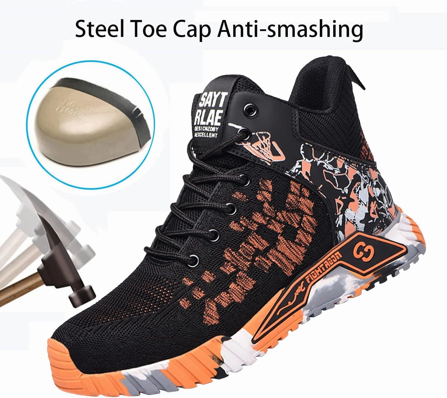 Steel Toe Work Safety Shoes Men,Lightweight Safety Sneakers Comfortable Breathable Safety Toe Slip on Work Tennis Shoe,