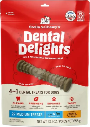 Stella & Chewy's Dental Delights with Freeze-Dried Chicken - Medium Dental Treats for Dogs, 23.2 Ounce Bag