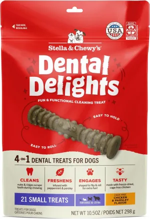 Stella & Chewy's Dental Delights with Freeze-Dried Chicken - Small Dental Treats for Dogs, 10.5 Ounce Bag