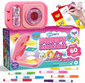 Sticker Maker for Kids - Make Your Own 60 Stickers with DIY Puffy Sticker Kit - Create a 3D Sticker Machine Arts and Crafts for Kids Ages 6-12 - Fun Craft Kits & Gifts for Girls Boys Year Old