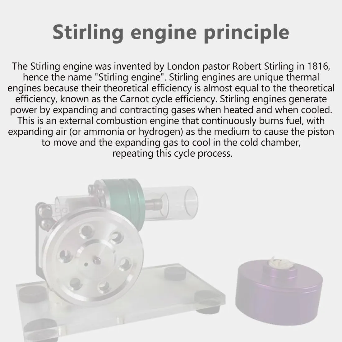 Stirling Engine Model Kit, STL-LS Mini Colorful Beta Hot Air Stirling Engine with Alcohol Lamp for Physical Science Experiment Display