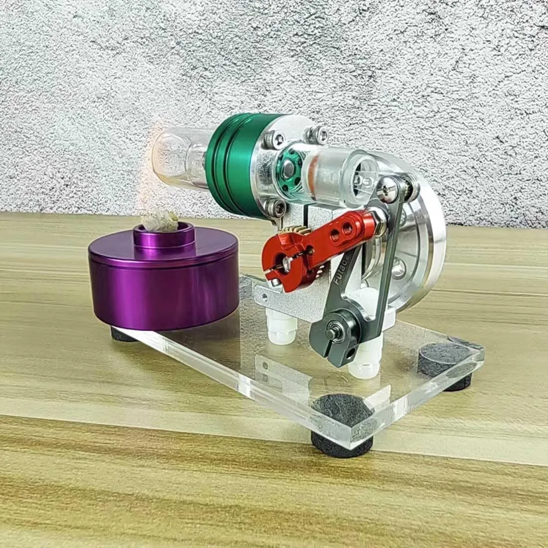 Stirling Engine Model Kit, STL-LS Mini Colorful Beta Hot Air Stirling Engine with Alcohol Lamp for Physical Science Experiment Display