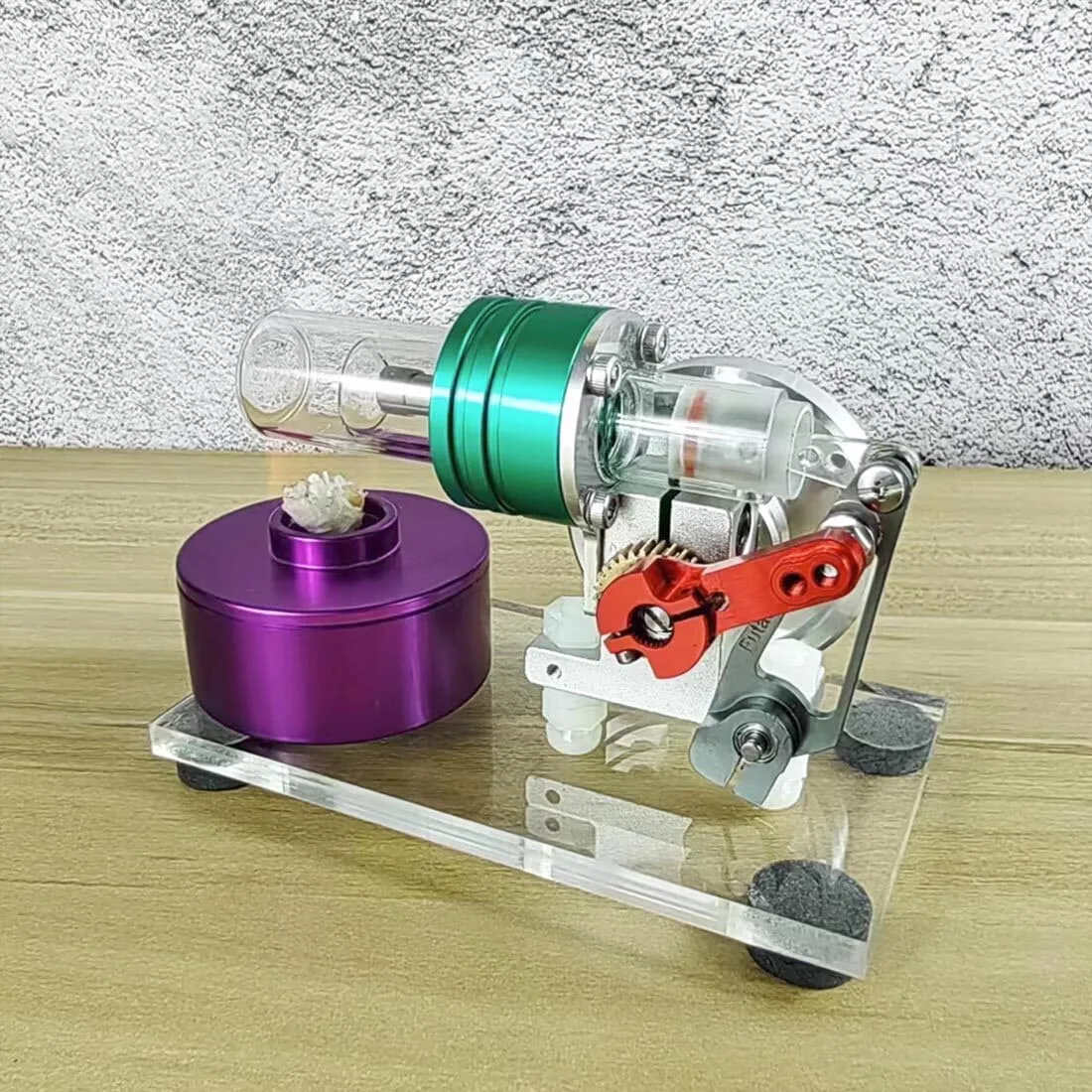 Stirling Engine Model Kit, STL-LS Mini Colorful Beta Hot Air Stirling Engine with Alcohol Lamp for Physical Science Experiment Display