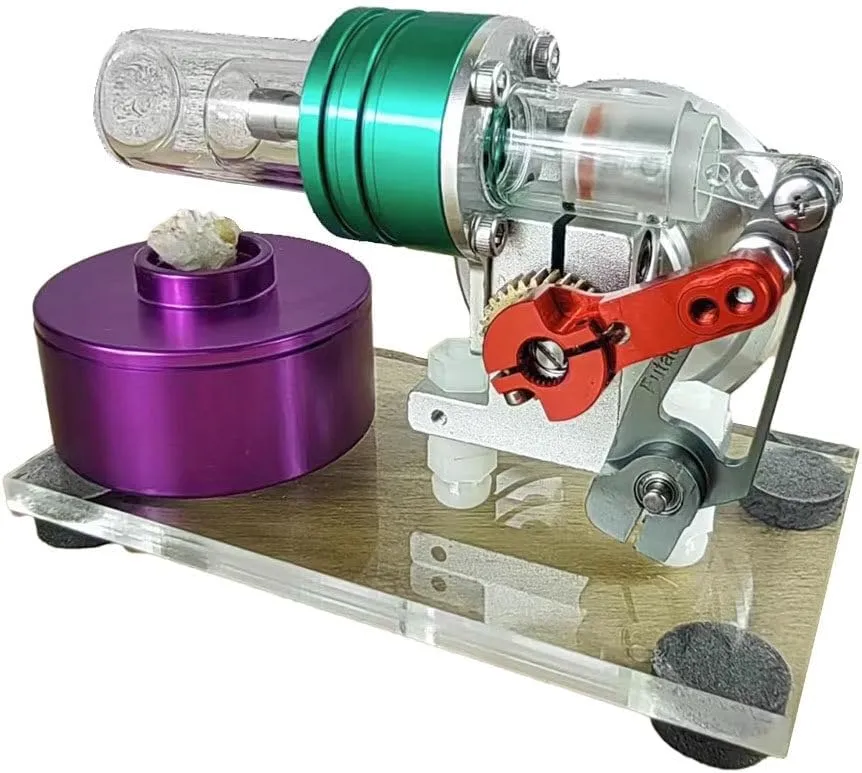 Stirling Engine Model Kit, STL-LS Mini Colorful Beta Hot Air Stirling Engine with Alcohol Lamp for Physical Science Experiment Display