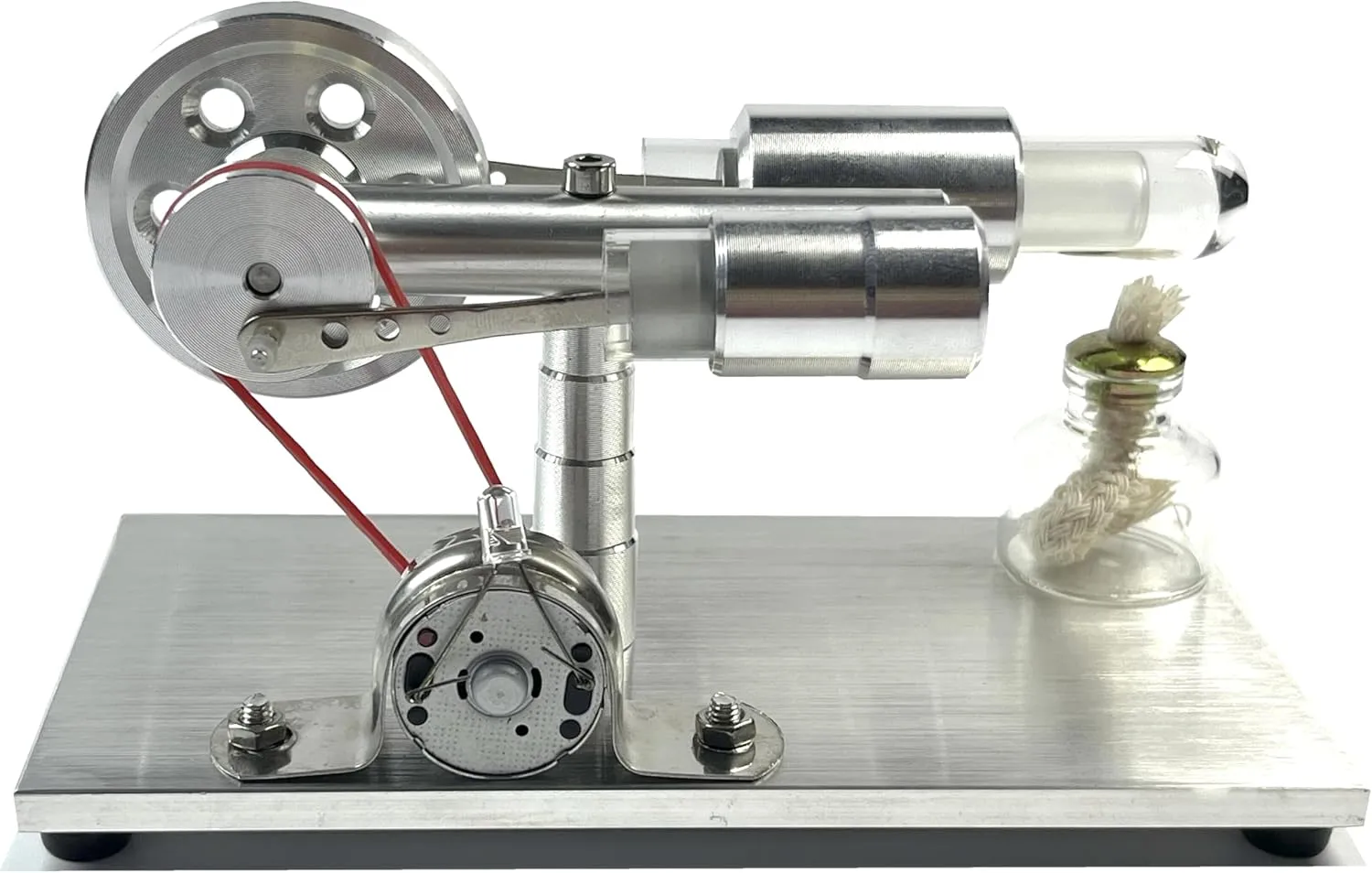 Stirling Motor Steam Engine Power Physics Experiment Hot Air Educational Experiment Kit Generator Colorful LED FN18