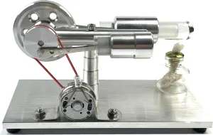 Stirling Motor Steam Engine Power Physics Experiment Hot Air Educational Experiment Kit Generator Colorful LED FN18
