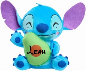 Stitch, Officially Licensed, Plush Stuffed Animal Holding Avocado, Mini Character Keepsake Gift, Personalized with Custom Name
