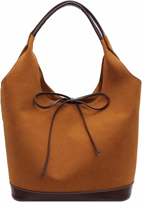 Suede Hobo Tote Bag for Women, Large Capacity Suede Tote Purse Hasp Brown Suede Handbag Slouchy Commuting Bag