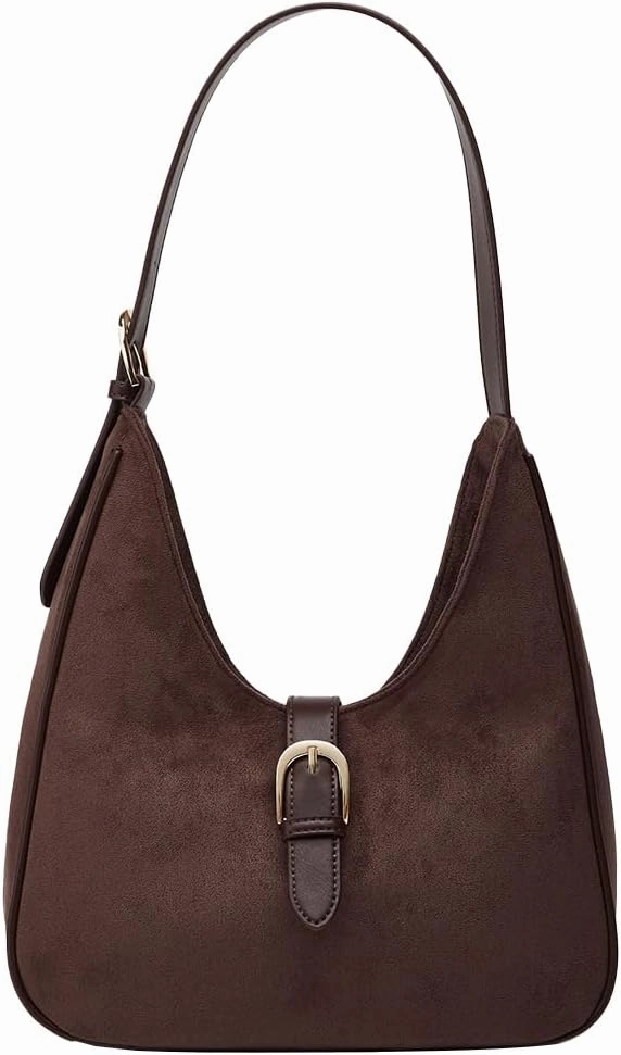 Suede Shoulder Bags For Women Retro Fall Clutch Saddle Bag Small Tote Bag Y2K Satchels Work Purses Slouchy Crescent Handbag