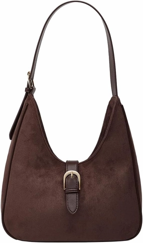 Suede Shoulder Bags For Women Retro Fall Clutch Saddle Bag Small Tote Bag Y2K Satchels Work Purses Slouchy Crescent Handbag