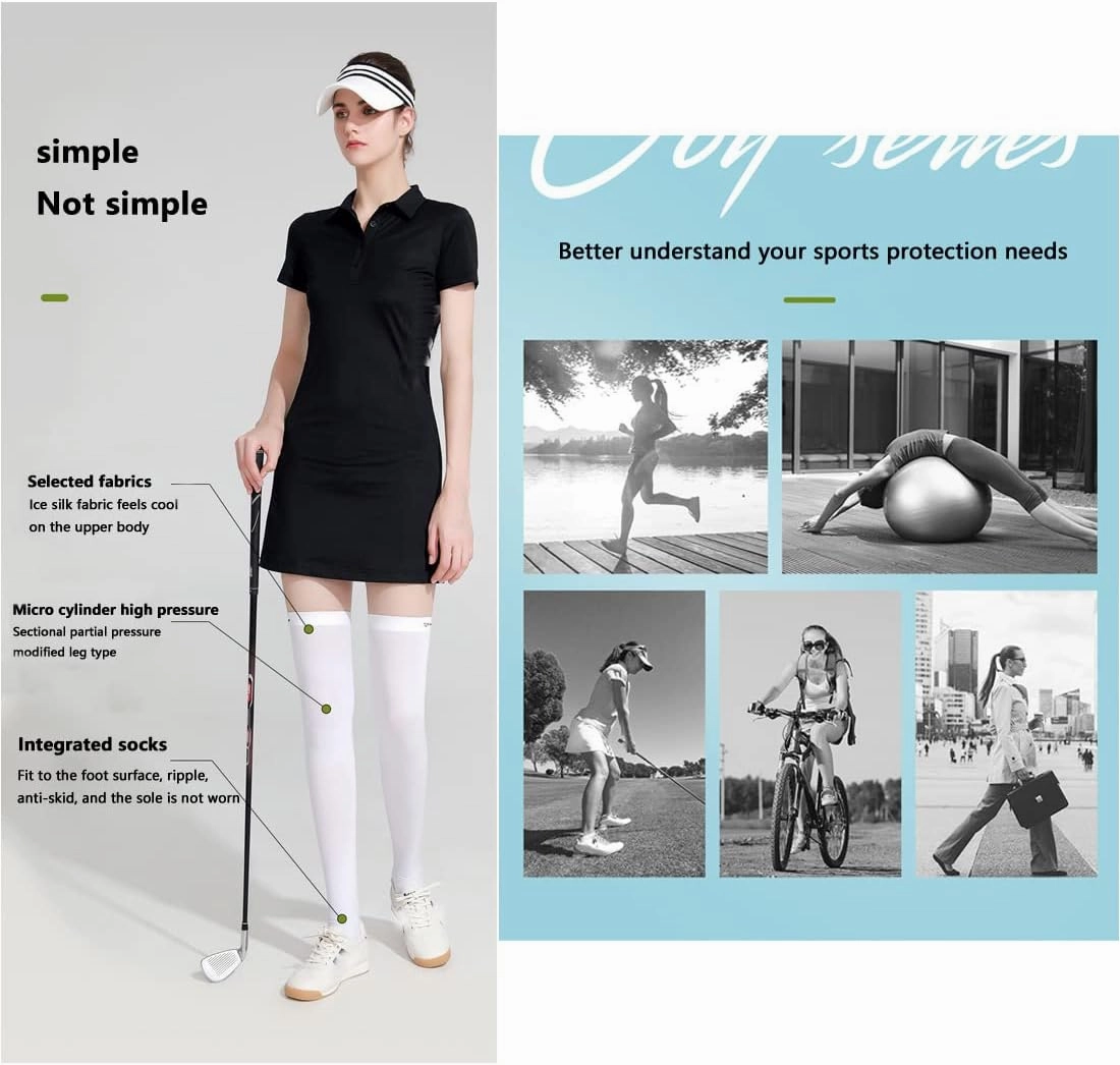 Summer Sun Protection Golf Socks UPF 50 ,Ice Silk Breathable Cool Long Thigh High Socks for School,Daily Wear,Cosplay.