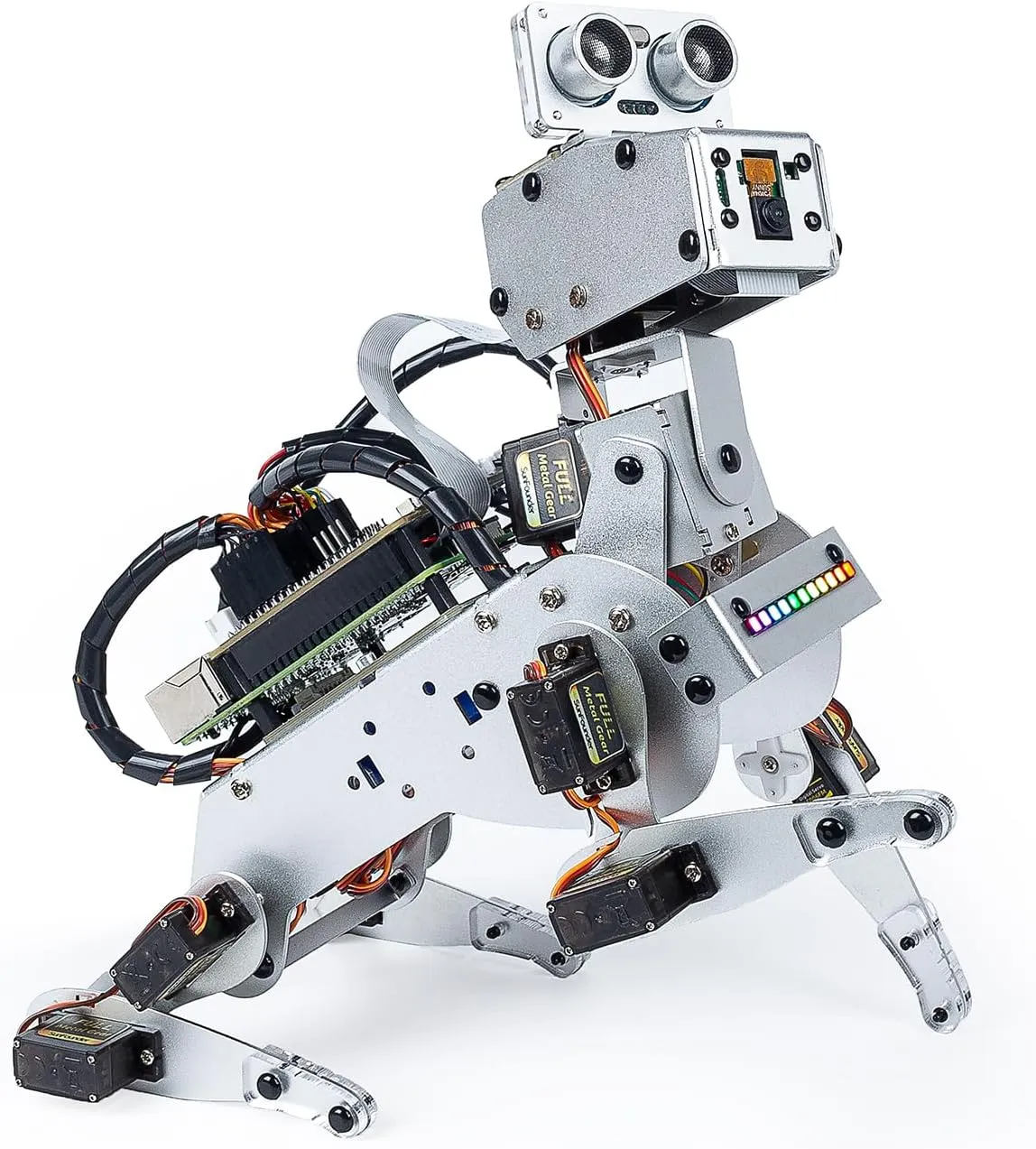 SunFounder PiDog AI Robot Dog Kit for Raspberry Pi 4/3B /3B/Zero 2W, ChatGPT-4o Enabled with Voice Command & Video Recognition, App Control, FPV, 12 Servos, Gyroscope, Camera, Mic (RPI NOT Included)