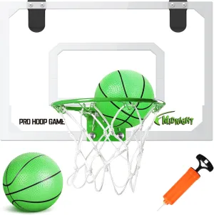 SUPER JOY Pro Mini Basketball Hoop Indoor - Glow in The Dark,Over The Door Basketball Hoop for Kids & Adults, Wall Mounted with 2 Balls and Pump,Sports & Outdoors