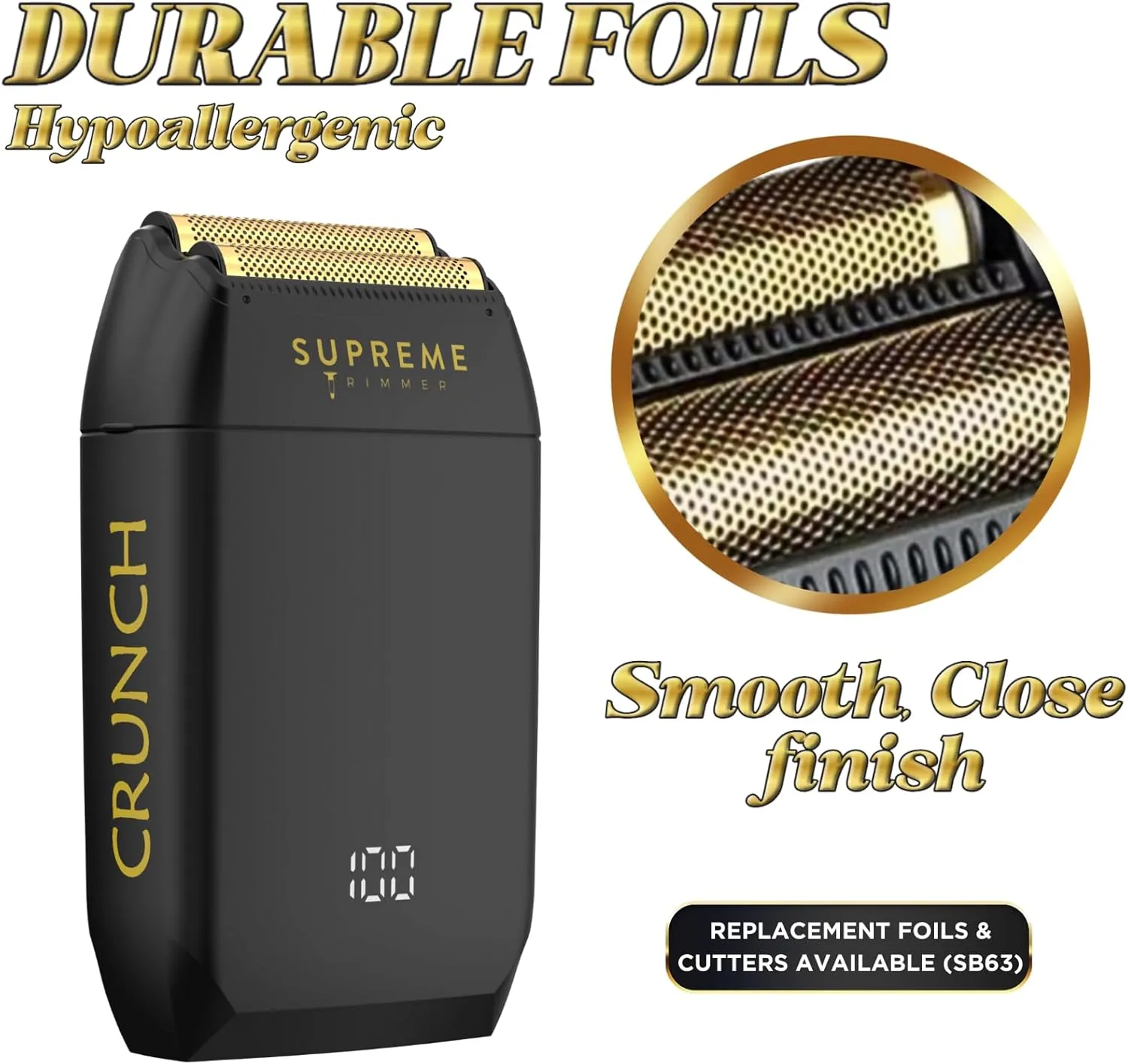 Supreme Trimmer Crunch Electric Razor for Men | 150 Minute Runtime, Waterproof Wet/Dry Men's Electric Corded/Cordless Double Foil Shaver for Stubble | STF602