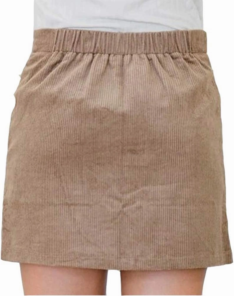 Susupeng Women High Waist Soft Faux Suede Button Down Skirt Slim Back Zip Side Pocket Mini Skirts
