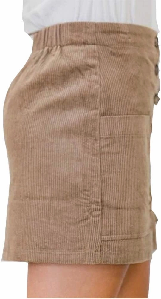 Susupeng Women High Waist Soft Faux Suede Button Down Skirt Slim Back Zip Side Pocket Mini Skirts