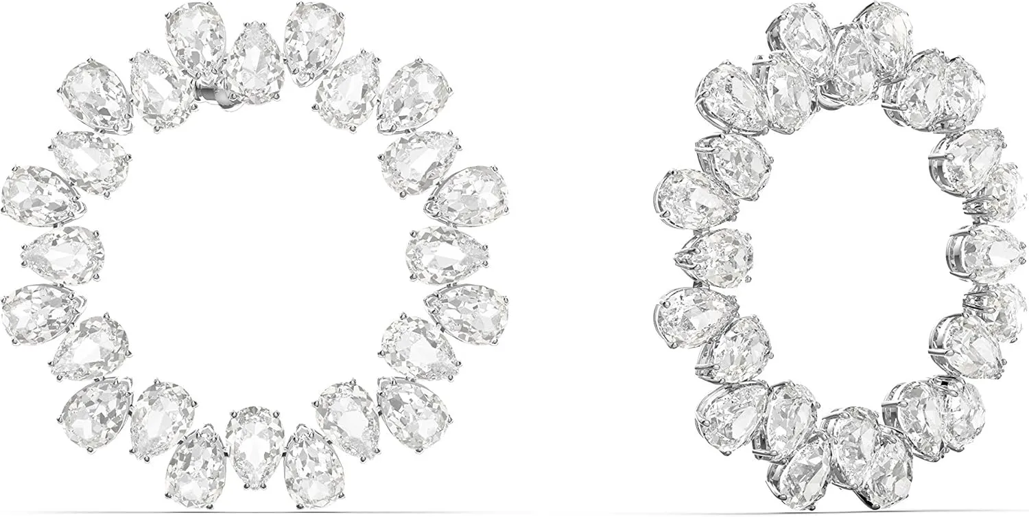 SWAROVSKI Millenia Pierced Hoop Earring Collection, Rhodium Finish, Clear Crystals