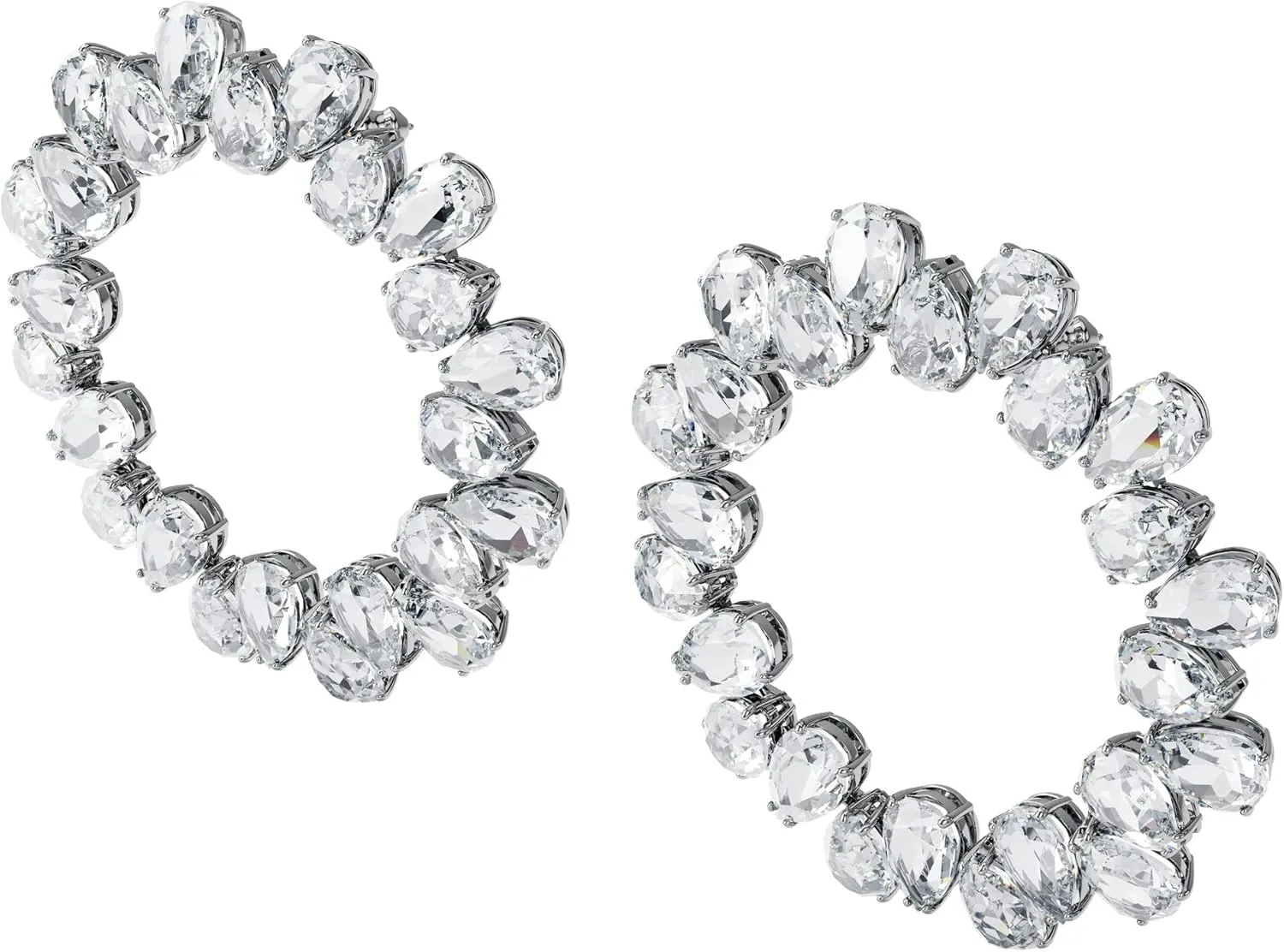 SWAROVSKI Millenia Pierced Hoop Earring Collection, Rhodium Finish, Clear Crystals