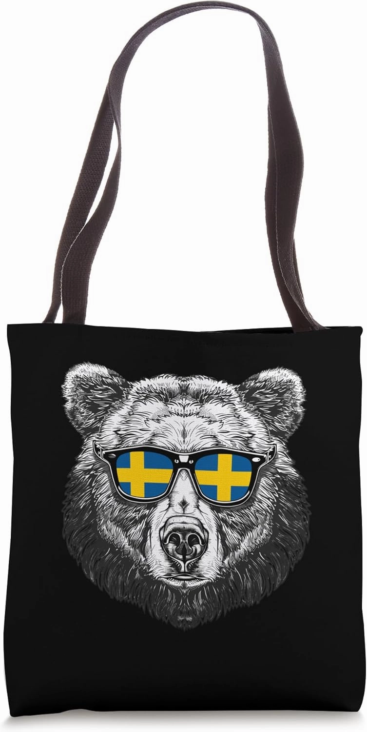 Sweden Flag Bear Sunglasses Swedish Roots Swedish Pride Tote Bag