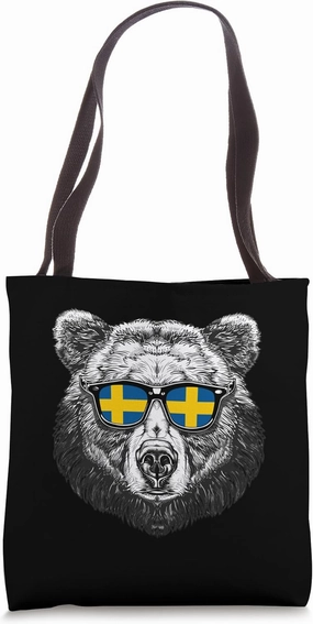 Sweden Flag Bear Sunglasses Swedish Roots Swedish Pride Tote Bag